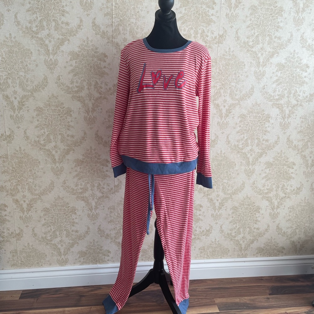 Ellen Degeneres Red and Blue Striped Pajama Set